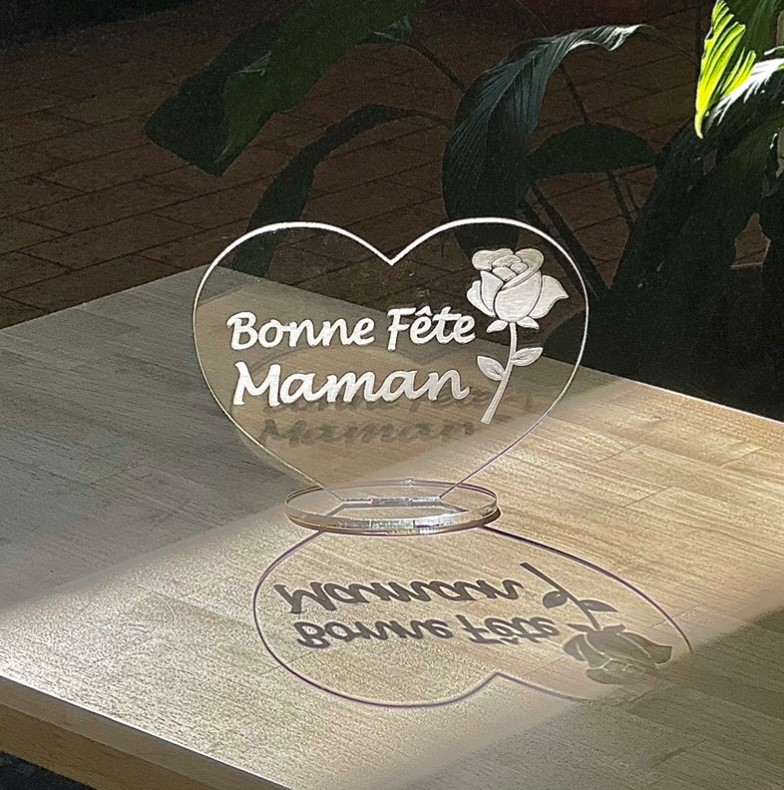 Cœur en plexi Bonne fête maman